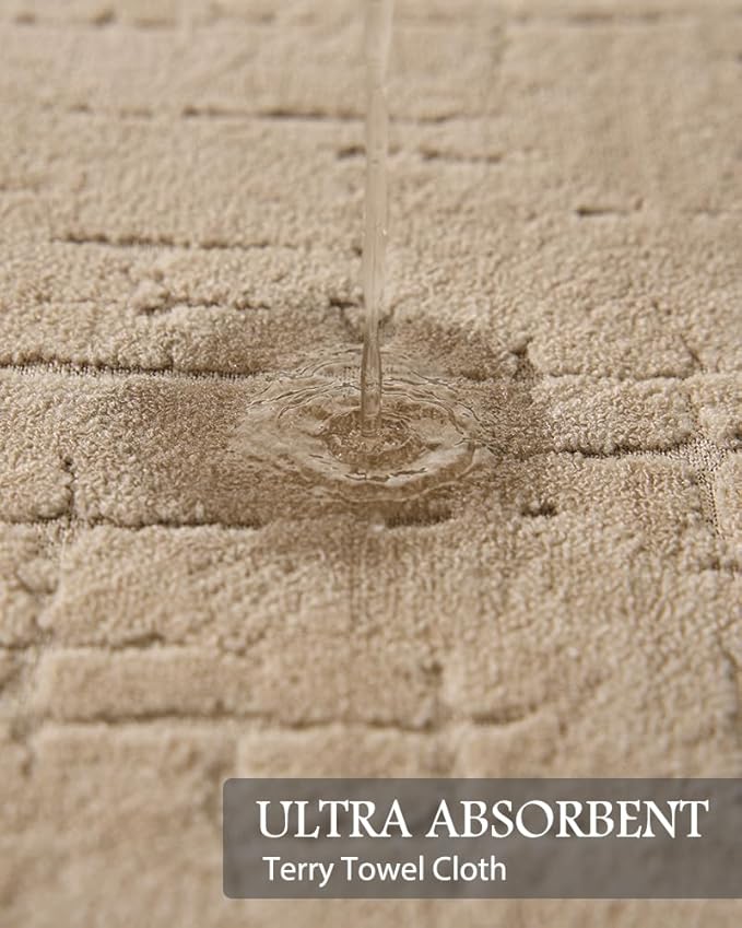 AMOAMI-Bath Mat-Absorbent Quick Dry Bathroom Floor Mats-Washable Rubber Backing Bath Mats for Bathroom Rugs Fit Under Door-Bath Rug for in Front of Sink Bathtub Shower Room, Camel 20''x32''
