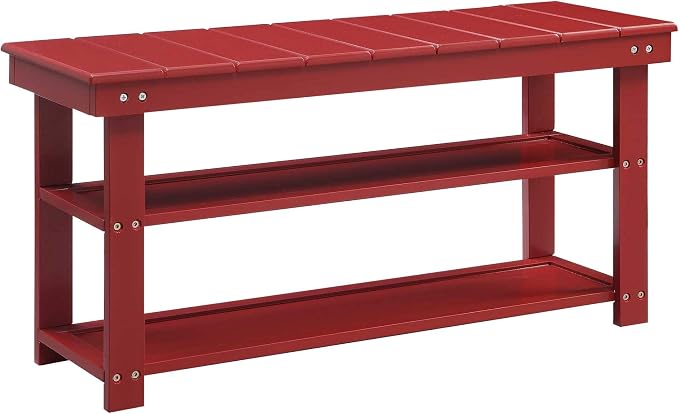 Convenience Concepts Oxford Utility Mudroom Bench, Cranberry Red
