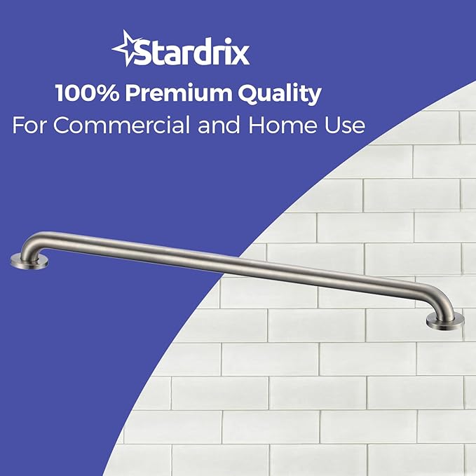 Stardrix 36-Inch ADA Compliant Grab Bar, 1.5" Diameter, Concealed Mounting Flanges, Handicap Friendly, Commercial & Residential Bathrooms, Brushed Stainless Steel