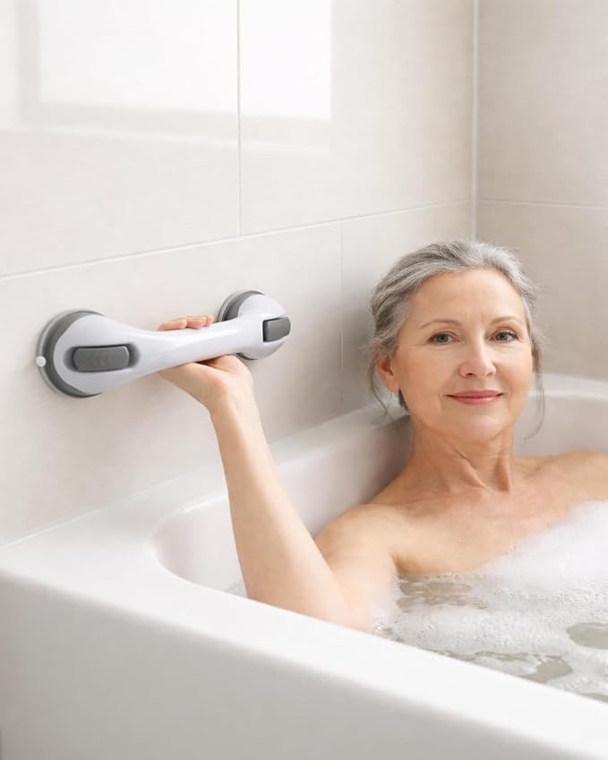 2 Pack Grab Bars for Bathtubs and Showers, Shower Handles for Elderly Seniors bar Safety 500 lbs Walls Handicap Heavy Duty Holder Hooks to Lift Large Tile Glass Suction Cups Tool