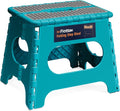 Flottian 11" Folding Step Stool for Adults and Kids Holds Up to 300 lbs,Non-Slip Folding Stools with Portable Handle, Compact Plastic Foldable Step Stool for Bathroom,Bedroom, Kitchen Ocean Blue,1PC