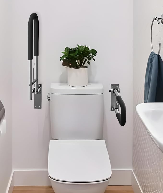 Handicap Grab Bars Rails 23.6 Inch Toilet Handrails Bathroom Safety Bar Hand Support Rail Handicapped Handrail Accessories for Seniors Elderly (23.6inch-2pc)