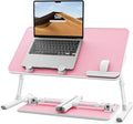 SAIJI Height & Angle Adjustable Laptop Stand for Bed, Lap Desk Bed Tray Table, Light Weight Foldable Portable Laptop Table for Couch Sofa Chair Floor Desk for Adults, Kids (Pink)