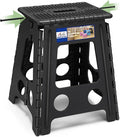 ACKO Folding Step Stool Foldable 16 Inch Stools for Adults and Kids, Plastic Stools Tall 400 lbs Capacity, Collapsible Stool for Kitchen Stepping Foot Stool with Handle, Dot Black,1 PC