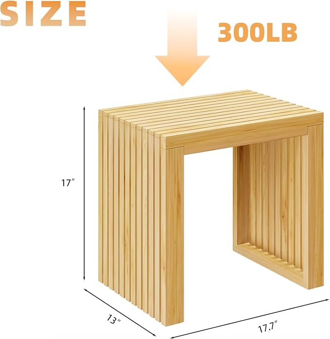 Bamboo Dining Bench, 18-inch Sleek Design Entryway Shoe Rack Bench, Indoor Kitchen Table Bench, Waterproof Outdoor Bench, Natural