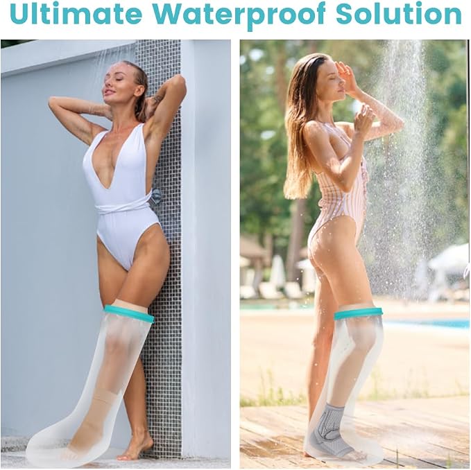 Cast Covers for Shower Leg, Waterproof Cast Cover for Showering, Cast Protector for Shower Leg Adult, Shower Boots for Foot after Surgery, Knee, Ankle, Foot (Diameter - 9.8") Extra Large
