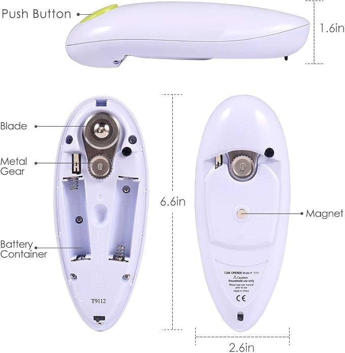 One-button electric can opener, automatic hands-free can opening, specially designed for arthritis patients and the elderly, safe and reliable