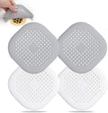 Hair Drain Catcher,Square Drain Cover for Shower Silicone Hair Stopper with Suction Cup,Easy to Install Suit for Bathroom,Bathtub,Kitchen 4 Pack (Grey Aluminium White)