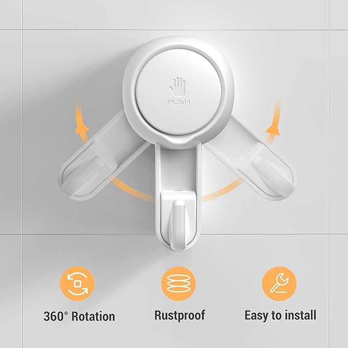Marchpower Shower Hooks for Inside Shower Reusable Waterproof Utility Suction Cups Hooks - 2 Pack Heavy Duty Vacuum Hook Home Kitchen Bathroom Wall Holder Hanger for Towel Loofah Cloth Key & Ceiling
