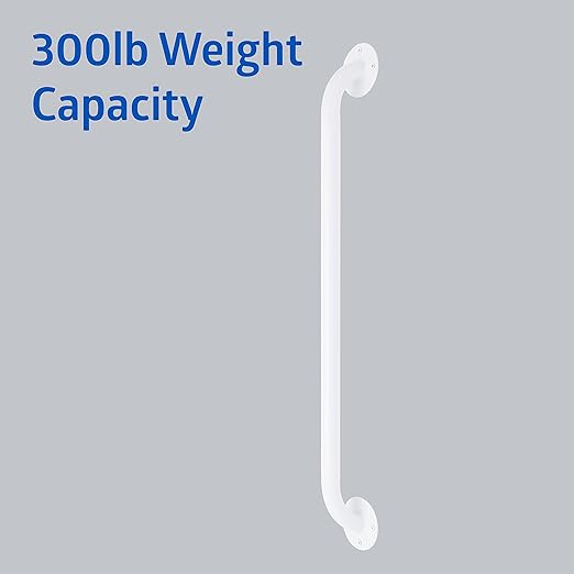 Medline White 24” Grab Bar for Shower & Bathtub, Independence Aid & Ease of Movement — For Elderly, Handicapped or Seniors, 300 lb. Capacity, 1 Bar