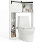 Giantex Over The Toilet Storage Cabinet - Freestanding Bathroom Organizer with Sliding Barn Door & Storage Shelves, Multifunctional Toilet Rack for Restroom, Laundry (White)