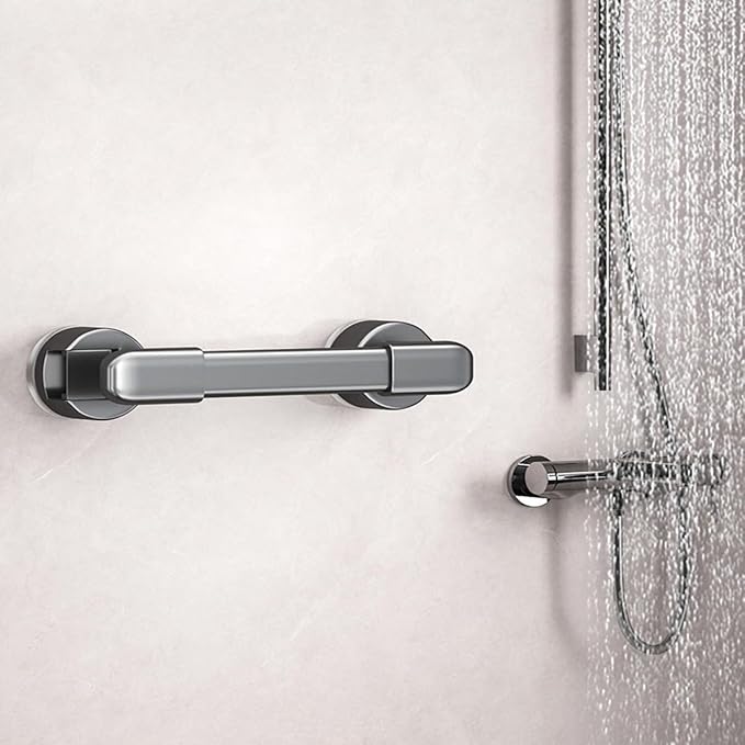 Suction Cup Grab bar for Shower，Suction Grab Bars for Showers，Bathroom Shower Grab Bar, Suction Cup Mount, Removable Shower Grab Bar, Gray,16.1 inches/41CM
