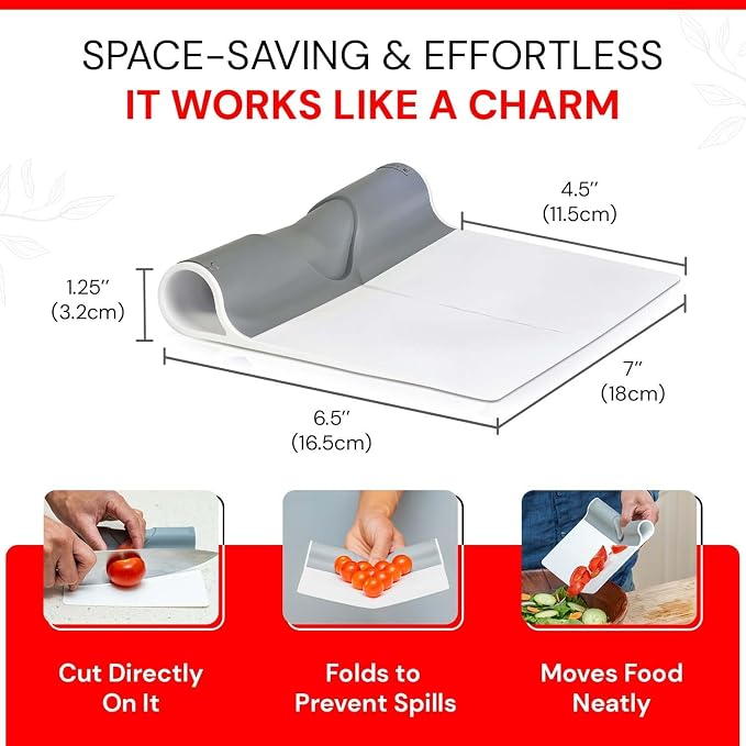 DANDY ScooperDuper - Multi-Purpose Folding Food Mover, Bench Scraper, Dough Scraper, Food Scraper Tool, User-Friendly Kitchen Gadget for Cutting Board and Chef’s Knife