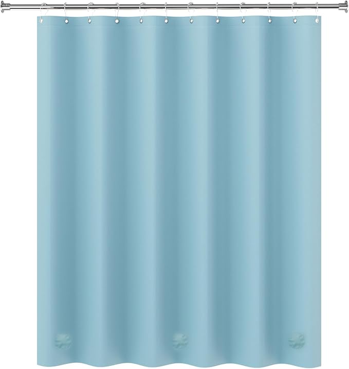 AmazerBath Teal Shower Curtain Plastic 72x72 Inches, Turquoise Shower Curtain Premium PEVA, 8G Heavy Duty Teal Shower Curtains for Bathroom with 3 Big Weighted Stones and 12 Rustproof Grommets