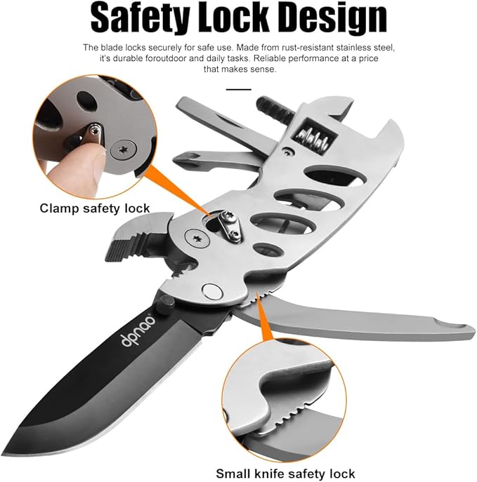 Multitool Wrench With 7 Tools/Pliers/Wire Cutter/Flat Screwdriver/Phillips Screwdriver/Portable Folding Multifunctional Adjustable Multi Purpose Stainless Steel Tool