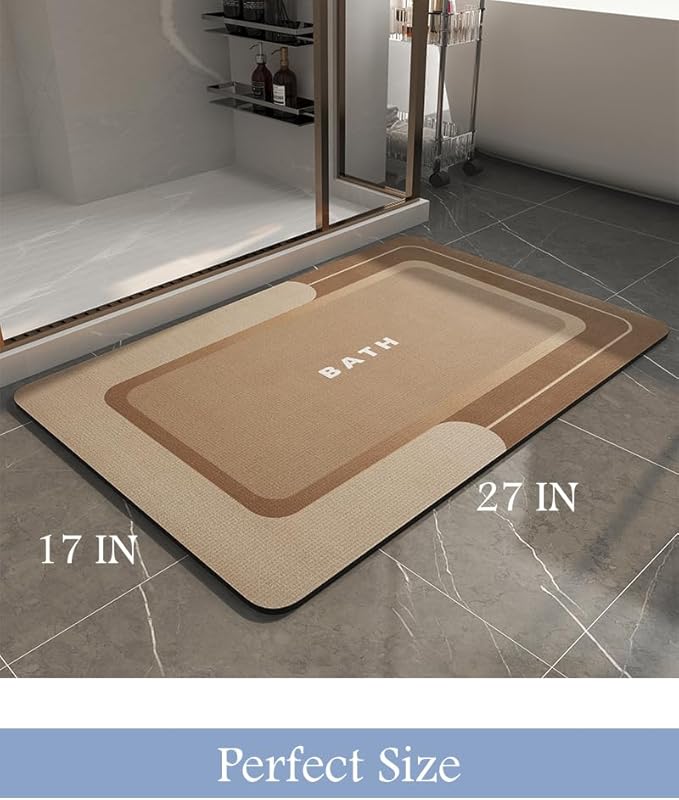 MontVoo-Bath Mat-Bath Rug Non Slip Super Absorbent Stain Resistant Quick Dry Thin Bathroom Rug-Bath Mats for Bathroom Floor Bathtub Vanity-Bathmat Bath Rug Easy Care 17"x27" Brown