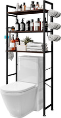 Over The Toilet Storage Rack 3 Tier Bathroom Organizer Shelf Over Toilet Freestanding Space Saver Toilet Stands with 10 Hooks Multifunctional (BlackOak)