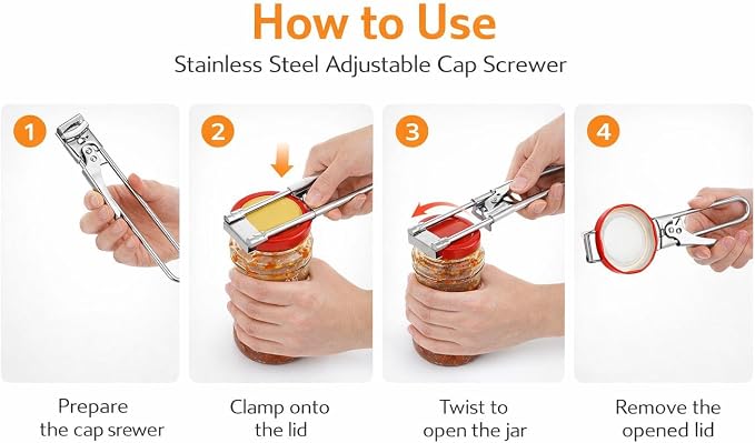 Adjustable Jar Opener Set of 2, Stainless Steel Bottle Opener for Tight Lids, Easy Twist Can Opener for Kitchen Use (Silver)
