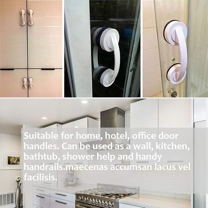 Suction Grab Bar, Portable Suction Handle Bar Suction Grip Bar for Window Door Drawer Cabinet Mini Fridge Grab Puller (White)