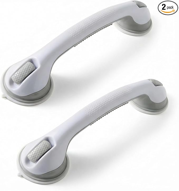 Shower Grab Bars for Seniors, Upgraded Bar with Powerful Suction, 15.8in Shower Handles for Elderly Suction, Removable Bathroom Handles for Elderly, Shower Safety Bars for Seniors on Smooth Surfaces
