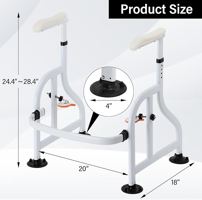 Neoaider Toilet Safety Rails with Adjustable Handrails, 300 Lbs Weight Capacity Toilet Rails, Toilet Safety Frames & Rails for the Elderly, Pregnant Women, Patients