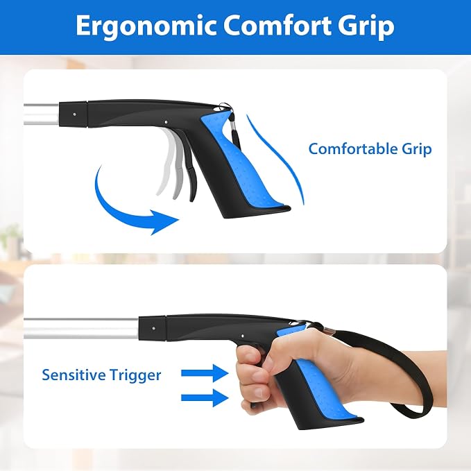 Grabber Reacher Tool 36 Inch, Foldable Grabber with Anti-Slip 360° Rotating Jaw, Magnetic Tip for Seniors, Heavy Duty Reacher Grabber Pickup Tool for Elderly After Surgery Recovery