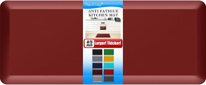 4/5 Inch Thick Kitchen Mat - Cushioned Anti Fatigue Mats for Kitchen Floor - Easy to Clean, Waterproof, Non-Slip Kitchen Rug for Sink, Office, Kitchen (22''x54'' Red)