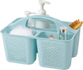 UUJOLY Plastic Portable Shower Caddy, Cleaning Shower Basket with Handle Compartments Storage Organizer for Bathroom Kitchen College Dorm Sink, Blue