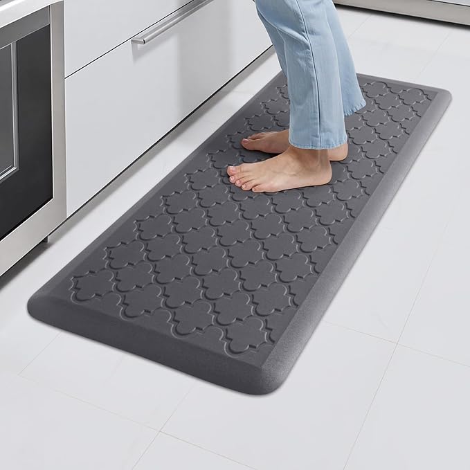 TranquilRelax 4/5 Inch Thick Anti-Fatigue Kitchen Mat Water Resistant Non-Slip Kitchen Floor Mat Ergonomic Comfort Standing Mat for Home Kitchen Office Laundry 17.3"x 39" Grey