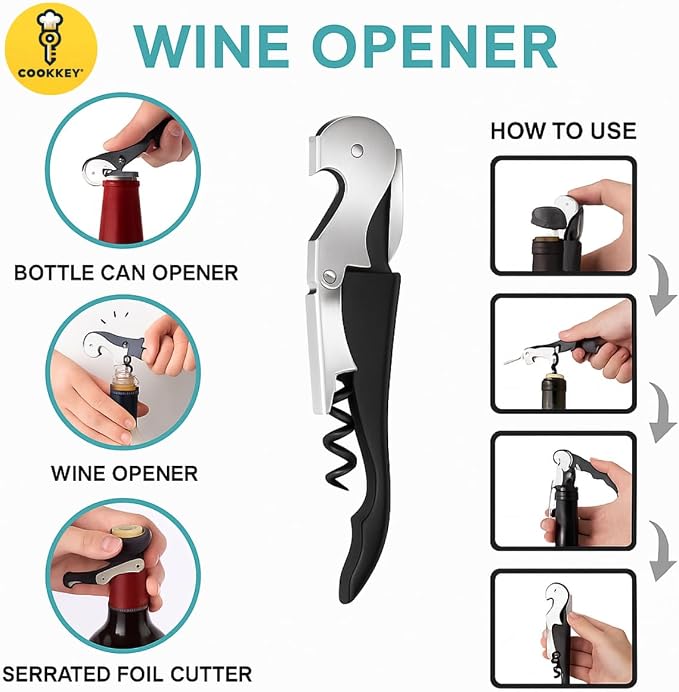 5-in-1 Jar Opener & Bottle Opener Set for Weak Hands – Easy Grip Lid Opener for Seniors and Arthritis, Multi-Function Kitchen Tool with Non-Slip Gripper Pads - COOKKEY