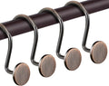 CHICTIE Bronze Shower Curtain Hooks, Oil Rubbed Rustproof Shower Curtain Rings for Bathroom, Metal Decorative Shower Hooks for Shower Curtain Rod, Set of 12 Shower Hangers Round Heavy Duty Design