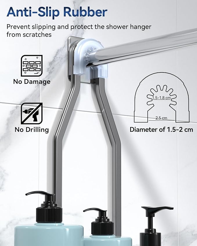 YASONIC Never Rust Shower Caddy Hanging, Aluminum Shower Racks for Inside Shower, 3-Tier Shower Organizer Hanging Over Shower Head with Hooks and Soap Holder, Grey