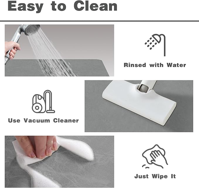 TYUU Bathroom Mat Quick Dry, Bathroom Rugs Non Slip Washable Thin Absorbent Bath Mat Fits Under Door Bathroom Floor Mat Perfect for Bath, Shower, or Sink 36"x48" Light Grey