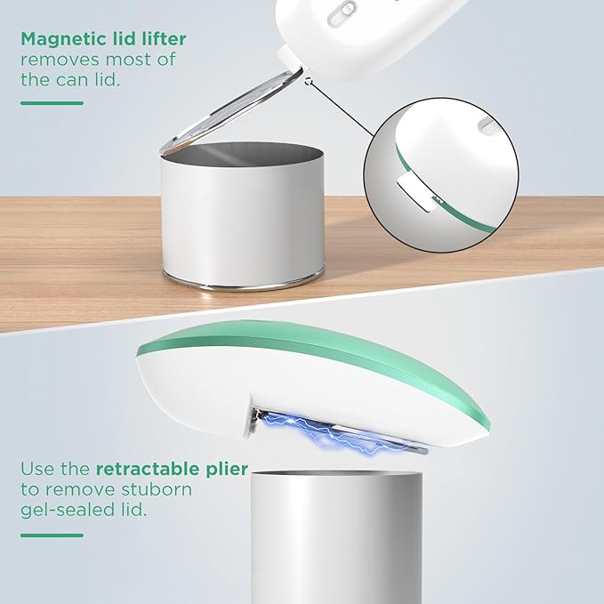 Canslab Ultrablade PRO Auto Stop USB Rechargeable Can Opener for Kitchen for Seniors with Arthritis, Long Battery Life, Handfree One Touch, Side Cut for Smooth Edge, Wall Mounted Small Size, Green