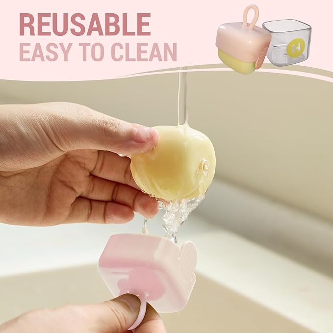 Mini Lint Roller,Washable Sticky Roller Reusable Lint Remover Portable Pet Hair Remover for Clothes,Travel Household (Pink+Pink)