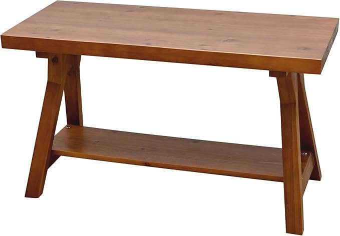 SwallowLiving 30 Inch Farmhouse Storage Bench, Rustic Solid Wood Entryway Bench for Living Room, Dining Room, Hallway | Indoor Seating with Natural Wood Finish
