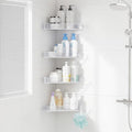 Sotfamily Plastic Shower Caddy Corner (for 90° Only), 4 Pack Adhesive Corner Shower Shelves for Bathroom Organizers and Storage, Frosted Clear