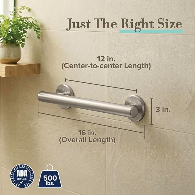 Gatco 851 Latitude II 12-Inch Grab Bar, Stainless Steel