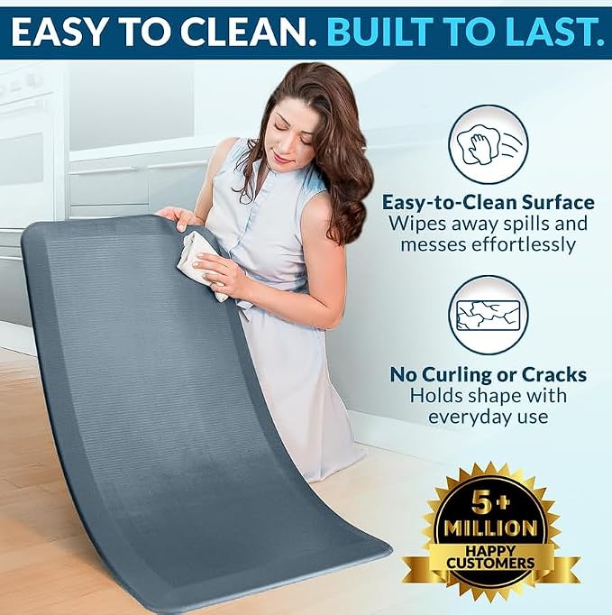 ComfiLife Anti Fatigue Floor Mat – 3/4 Inch Thick Perfect Kitchen Mat, Standing Desk Mat – Comfort at Home, Office, Garage – Durable – Stain Resistant – Non-Slip Bottom (20" x 32", Denim)