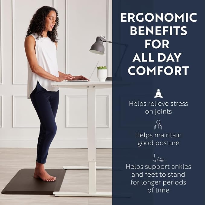 KANGAROO Anti Fatigue Mats for Kitchen Floor, Reduce Foot, Knee, Back Pressure, 3/4 Inch Thick Cushioned Ergonomic Mat, Waterproof Comfort Rug for Under Sink, Standing Desk, Store Floors, 17x24, Brown