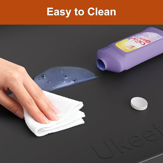 ukeetap Extra Thick Silicone Mat Waterproof with Raised Edge 22" x 19", Under Sink Mat for Kitchen & Bathroom, Kitchen Cabinet Liner, Multi-Purpose for Storage & Protection, Black