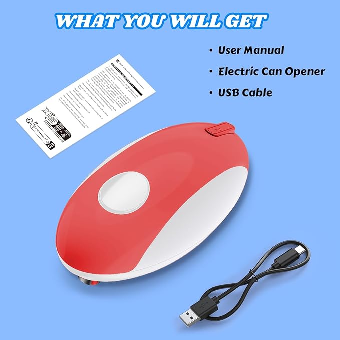 USB Rechargeable Electric Can Opener – Battery Operated, One Touch Automatic Operation, Magnetic Lid Holder & Smooth Edge Cutting, Cordless & Easy to Use for Seniors, Works with All Standard Cans