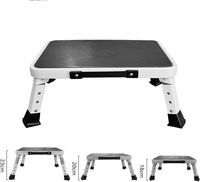 RV Step Stool Foldable Adjustable Step Ladder Sturdy Metal Stable Step Stool with a Non-Slip Platform Supports up to 500 lb with Non-Slip Rubber Feet