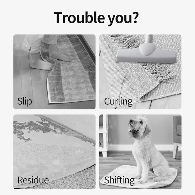 Anti Slip Carpet Grips 8 Pcs Vacuum Technology Carpet Gripper for Hardwood Floors Anti Curling Rug Pad Grippers Washable Keep Corners Flat