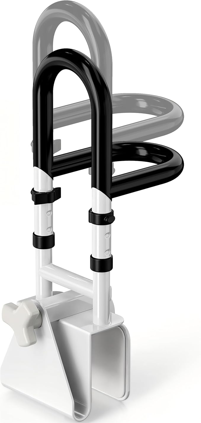 Adjustable Bathtub Safety Rail with Double Grip, 14–18 Inch Height Shower Grab Bar for Seniors, Elderly & Disabled, Non-Slip Tub Side Bar Clamp for Bathroom Support