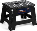 Flottian 9" Folding Step Stool for Adults and Kids Holds Up to 300 lbs,Non-Slip Folding Stools with Portable Handle, Compact Plastic Foldable Step Stool for Bathroom,Bedroom, Kitchen Black