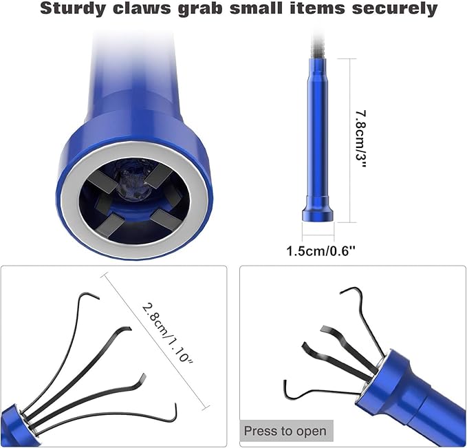 Housolution Grabber Tool Magnetic Four-claw Picker, Bendable Hose Reacher Pickup Sweeper with LED Lights, Flexible Long Handy Reaching Assist Tool for Litter Pick/Home Sink/Drain, Grabber Reacher Tool