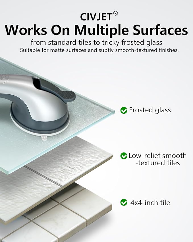 Shower Handles for Elderly Suction 2 Pack Grab Bars for Bathtubs and Showers, bar Safety 200 lbs Walls Handicap Heavy Duty Holder Hooks to Lift Large Tile Glass Suction Cups Tool Chair