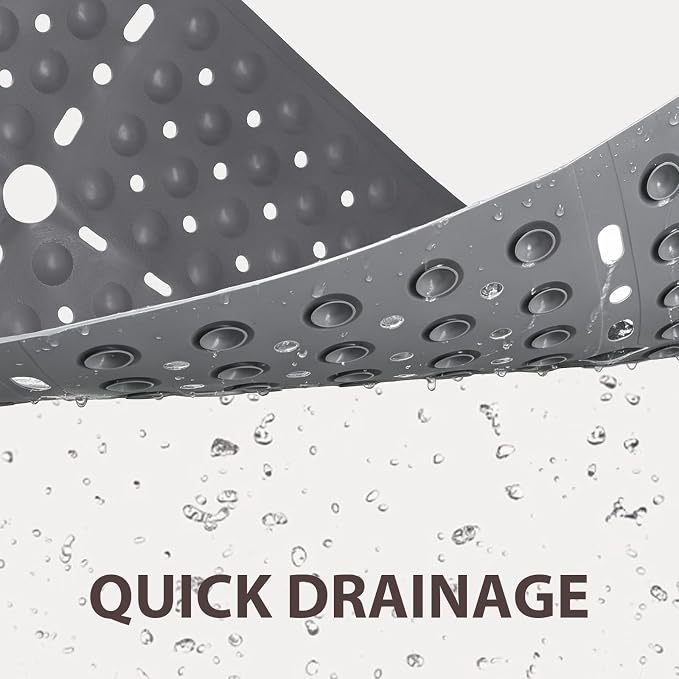ZOESOE Square Shower Mat Non Slip: 27 x 27 Inches Large Shower Mats for Inside Shower, Soft TPE Shower Floor Mat with Suction Cups and Drain Holes, Machine Washable