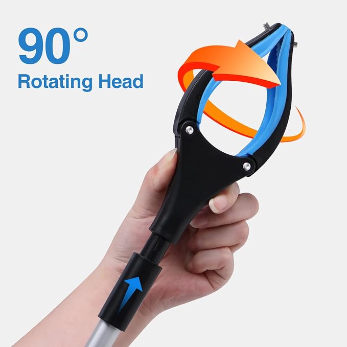 2-Pack Grabber Reacher Tool, 32 Inch Extra Long Steel Foldable Pick Up Stick with Strong Grip Magnetic, 90° Rotating Anti-Slip Jaw, Trash Claw Grabber Tool, Hand Grabber for Reaching, Arm Extension